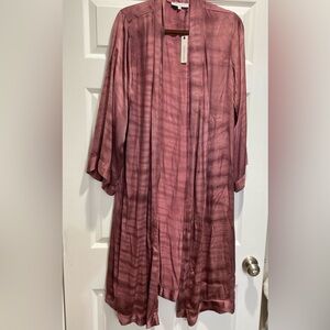 Olivaceous women’s Mauve duster wide 1/4 sleeves overcoat open front long top